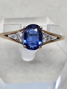 Anillo de diamantes y cianita de oro de 9kt talla S (1,91 g) - Imagen 1 de 12