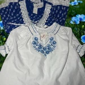 NWT Girls Blue white Floral Top & Dress Made In Hungary 100% Cotton embroidered - Picture 1 of 14