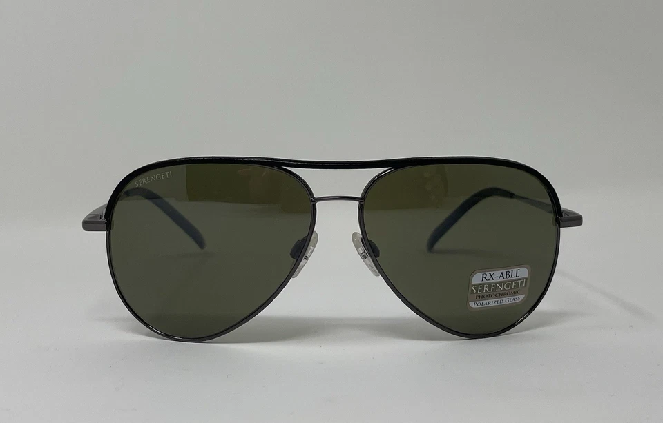 Gafas de sol Serengeti Carrera 8548 de cuero negro brillante bronce foto polar 59-13 Foto 1 de 3