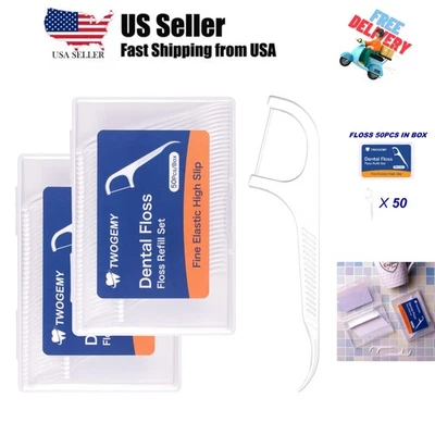 Palillos de hilo dental - Juego de recarga de hilo dental de 100 unidades para adultos, palillos de dientes palillos de dientes... Foto 1 de 4