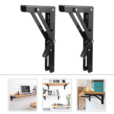 2 piezas soportes de estante plegables soportes de acero inoxidable soporte de montaje en pared - Imagen 1 de 4
