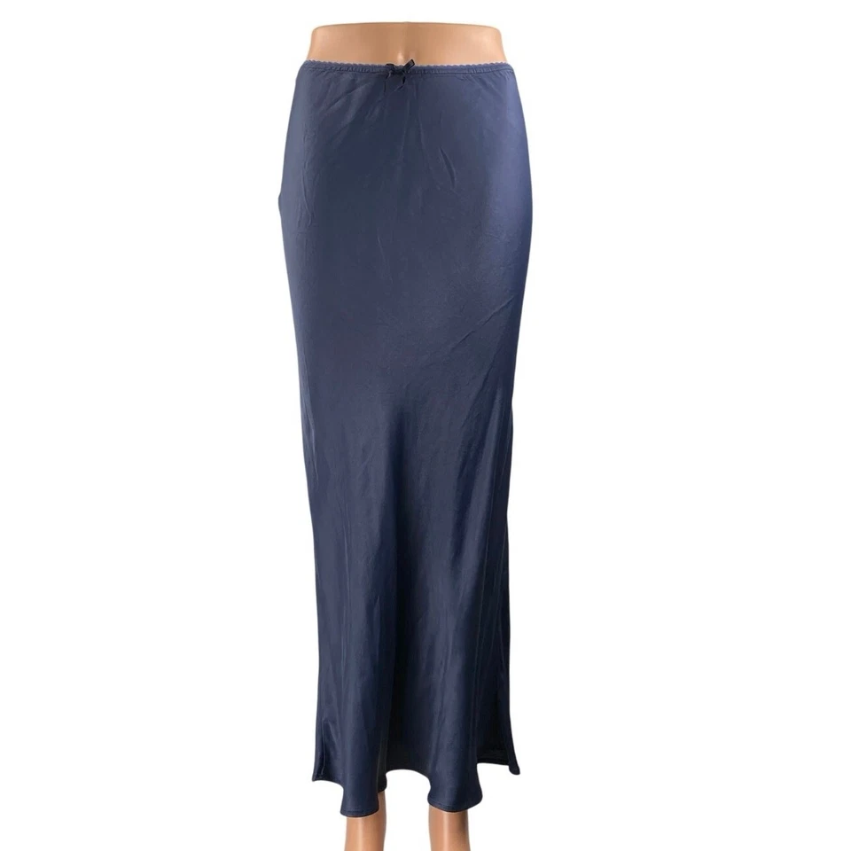 Maxi falda midi sin mangas Miss Selfridge azul sedoso satinado cintura alta talla XS Foto 1 de 4