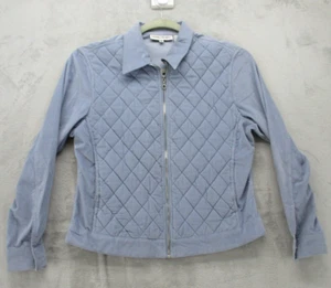 Cathy Daniels Quilted Jacket Women's Small Blue Solid Color Cotton Blend - Picture 1 of 13