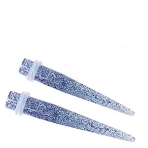 PAIR-Tapers Blue Glittered Acrylic 05mm/4 Gauge - Picture 1 of 4