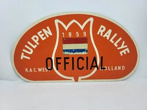 TULPEN RALLYE TULIP HOLLAND RAC WEST RALLY MOTOR RACING ORIGINAL 1959 PLAQUE - Picture 1 of 8