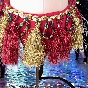 Mardi Gras Cosplay Theater Costume Waist Belt Metallic Tassels Animal Tail OS - Picture 1 of 15