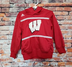 🔥 Wisconsin Badgers Adidas Red Hoodie Sweatshirt Kids Size 4 4T - Picture 1 of 3