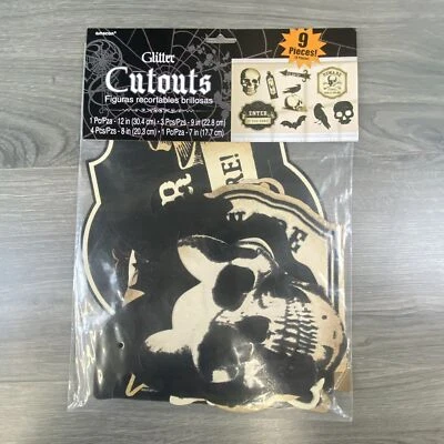 Calavera de miedo brillante recortes decoraciones de fiesta de Halloween calavera/mal horror Foto 1 de 4