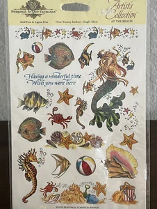 At The Beach PSX Designs Sticker Sheet Artist's Collection 2000 Mermaid Fish Sea - Picture 1 of 7