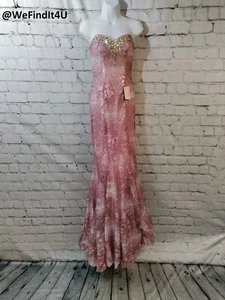 BD262 PAPARAZZI 1755 SZ 2 ROSE $458 PROM HOMECOMING FORMAL DRESS GOWN - Picture 1 of 8