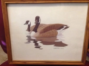 Richard Sloan Canadian Geese Print 1981. 11 x 14" Oak Frame M3 - Picture 1 of 2