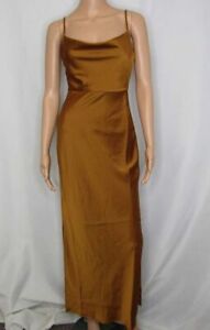BHLDN Women's US 0/UK 4 Cali Satin Cowl-Neck Slip Dress Rust
