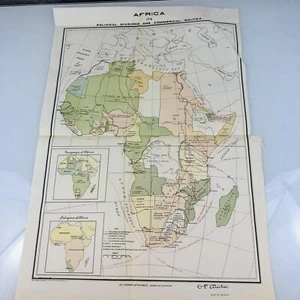 Antique Map Africa Political Divisions Commercial 1899 Railroad Ethnographic - Picture 1 of 12