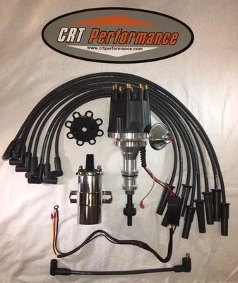 Small Cap FORD FE 352-390-427-428 BLACK HEI Distributor + 45K Coil + Plug Wires - Image 1 of 4
