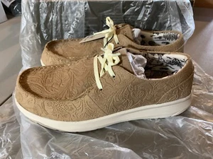 Ariat® Ladies Hilo Tan Floral Emboss Slide On Shoes, 9.5 Wide - Picture 1 of 6