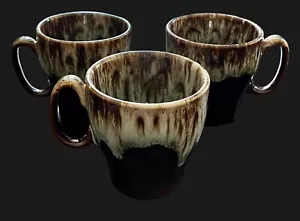 3er Set Canonsburg braune Tropfglasur Vintage USA Keramik Kaffeetassen Tassen 70er Jahre - Bild 1 von 5