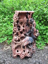 Antique Asian Soapstone Vase, Hand Carved Chinese Art, LARGE and Very Rare