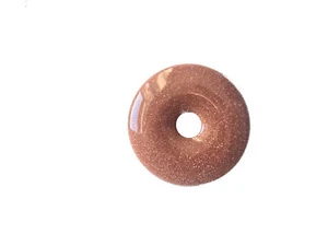Anhänger Kette Goldfluss Donut gebort 40mm Lederband Edelstein Heilstein rund. - Bild 1 von 1