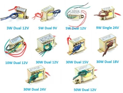 220V 50Hz AC Power Transformer Single/Dual 3W 5W 9W 10W 30W 50W Output 9V-24V - Image 1 of 3