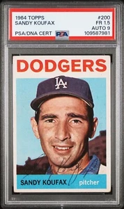 1964 Topps #200 Sandy Koufax Signed PSA 1.5 PSA DNA Auto 9 HOF DODGERS - Picture 1 of 2