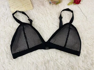 H&M Halter String Bikini Swim Top Size 10 Black Padded - Picture 1 of 5