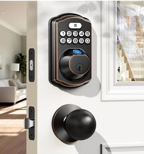 Veise Fingerprint Keyless Entry Deadbolt - Electronic Keypad Door Lock with Hand - Picture 1 of 1