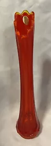Vintage MCM FAYETTE 15” Tall Orange Red Swung Stretch Vase - Picture 1 of 10