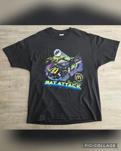 Vintage 90s Nascar Batman T-shirt XL Made In USA Bat Attack Dc Comics DRYROT - Picture 1 of 9