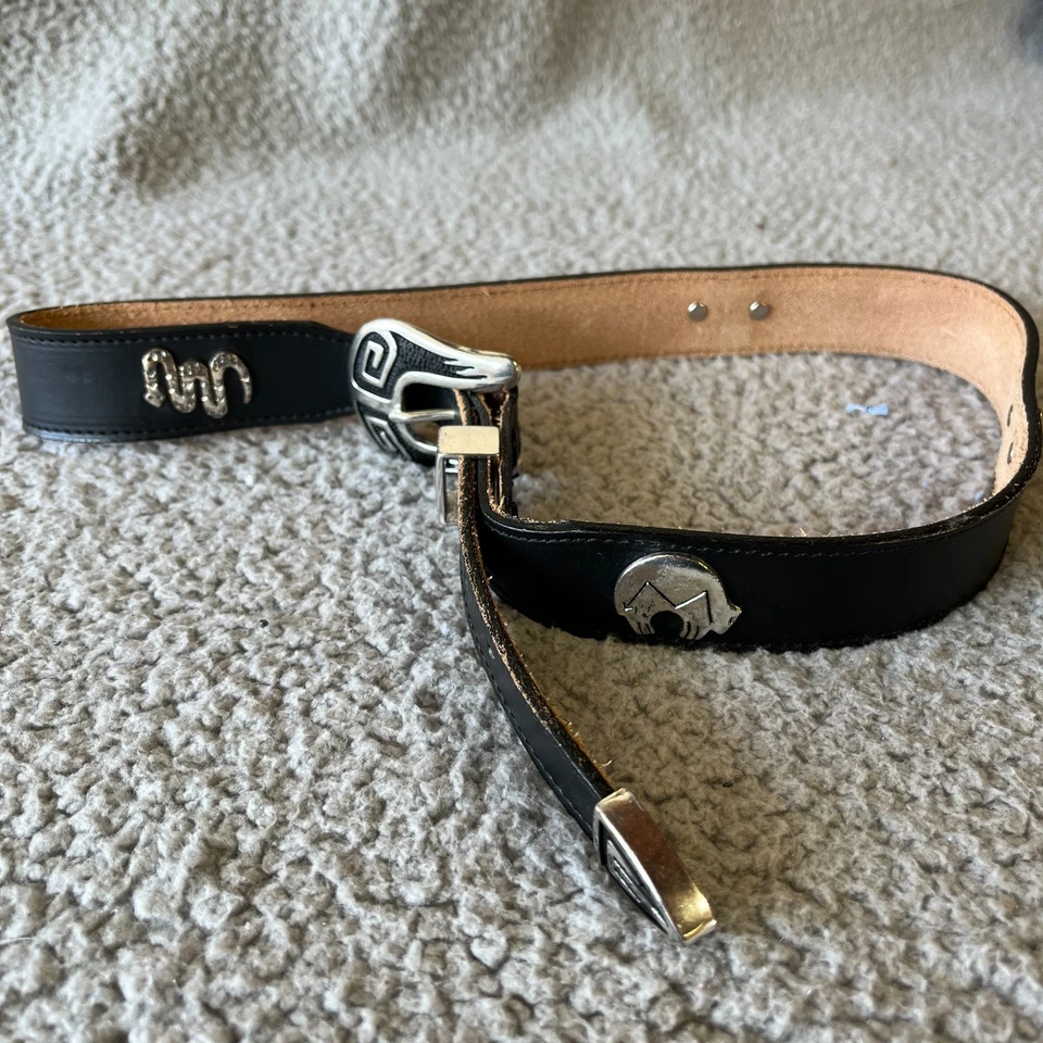 Винтажный женский кожаный ремень Nocona 32 змея кролик кончо медведь юго-западная ковбойка - Изображение 1 из 4