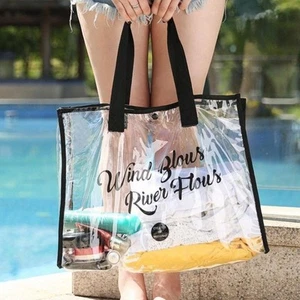 Large Women Transparent Shopper Bag Jelly Tote Handbag Swimming School Bag J - Picture 1 of 9