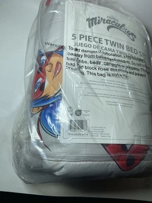 Conjunto de Cama de Solteiro Miraculous Ladybug 5 Peças Novo - Imagem 1 de 4