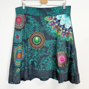 Vintage Y2K Desigual ALine Circle Rock XL Pailletten Logo Blumen Kreise skurril - Bild 1 von 11