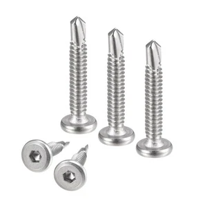 100pack #10 x 1-1/4" Stainless Steel Flat Head Hex Socket Self Drilling Screw - Picture 1 of 5