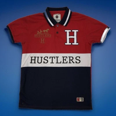 Limited Hustlers Polo Mens M Color Block Spellout S/SLVE Bleecher and Mercer - Image 1 of 4