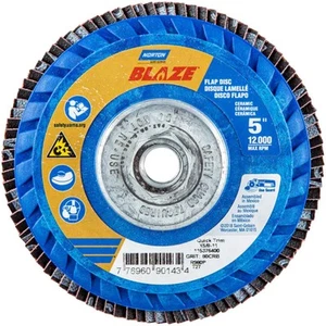 Norton 77696090143 5x5/8-11” Blaze R980P CA T27 Quick Trim Flap Discs 80G 10 pk - Picture 1 of 3