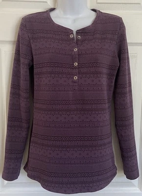 Девочек Columbia длинным рукавом Henley пуловер рубашки - фиолетовый - молодежи L или женщин S - Изображение 1 из 4