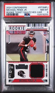 Muestras de boletos de novato Panini Contenders 2024 #RTSMPJ MICHAEL PENIX JR. PSA 8 - Imagen 1 de 2