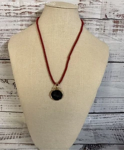 Tagliamonte 14K Yellow Gold Black Carved Onyx & Ruby Pendant Rope Necklace - Picture 1 of 10