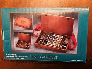 3 in 1 Game Set Chess, Checkers, and Backgammon Travel Case Complete Dayton Pegs - Picture 1 of 12