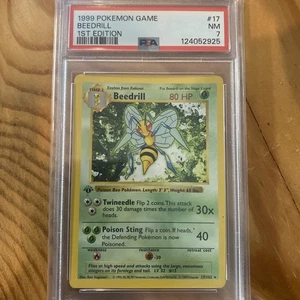 Pokémon First Edition Shadowless Beedrill 15/102 Base Set PSA 7 New Cert - Picture 1 of 2
