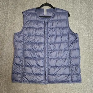 Men's Outdoor Voices Navy Nylon Vest Gilet Lining Size XL Front Button - Picture 1 of 9