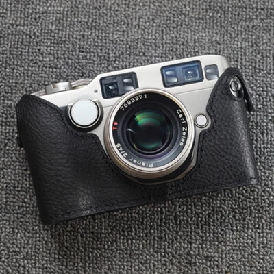 Medio estuche de cuero real hecho a mano para cámara fundas protectoras para Contax G2 Foto 1 de 4