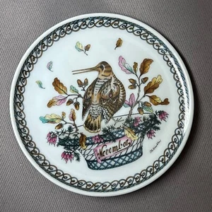 Hutschenreuther Months Of The Year Coaster Plate “November” Bird Flowers Art 4” - Picture 1 of 3