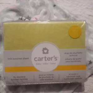 Carters Infant Easy Fit Knit Bassinet Sheet Yellow - 100% Cotton - 14 in X 31 in - Picture 1 of 7