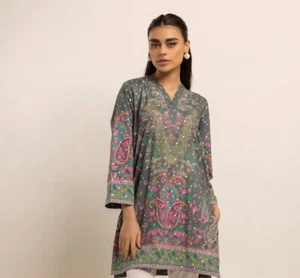 Brandneu mit Etikett Original Khaadi bedruckt bestickt Baumwolle Viskose Kurta/Kameez Größe 10 EE - Bild 1 von 5
