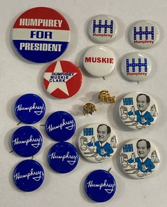 Lotto spille bottoni campagna Hubert Humphrey Pinback 1968 HHH riempie la prescrizione - Foto 1 di 11
