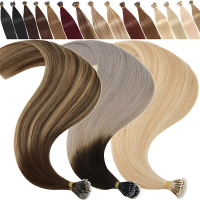 S-NOILITE CLEARANCE 200PCS Thick Nano Ring Remy Human Hair Extensions Micro Loop Full Head