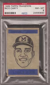 PSA 8 1965 TOPPS TRANSFERS BASEBALL RICO CARTY - Picture 1 of 1