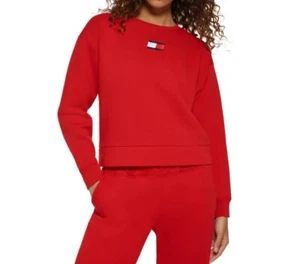 Women's Tommy Hilfiger Sport Flag Graphic Red Sweatshirt  NWT Size 1X and 2X - Picture 1 of 8