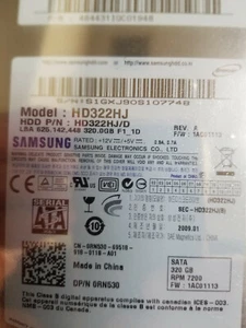 Samsung HD322HJ HD322HJ/D F/W: 1AC01113, 320GB P/N: 484431IQC01948, 3.5" HDD - Picture 1 of 2